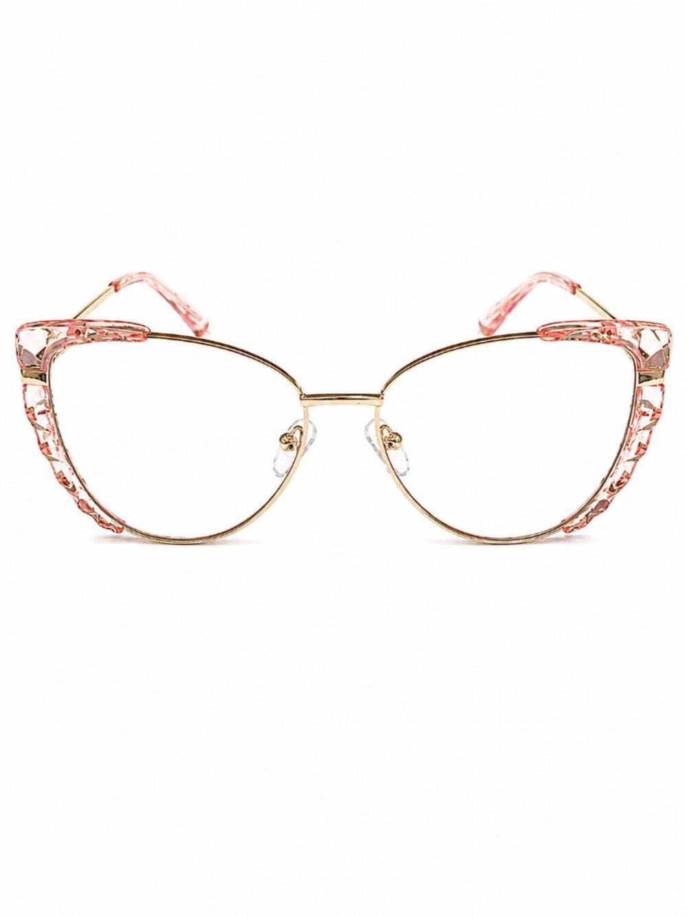 Pink Crystal Gold Cat Eye 54-16-143 Eyeglass Frames - Picture 7 of 9